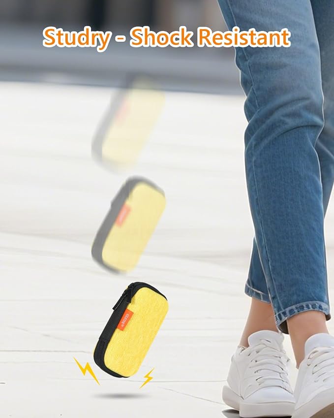 Gold-Yellow Mini Earbud Case, Cute Protective Pouch for Apple Airpods | Fits Samsung Galaxy Buds, JBL, Sony, Cable, Card, Earplugs, Heart Monitor, Small Hard Shell Bag - Image 6