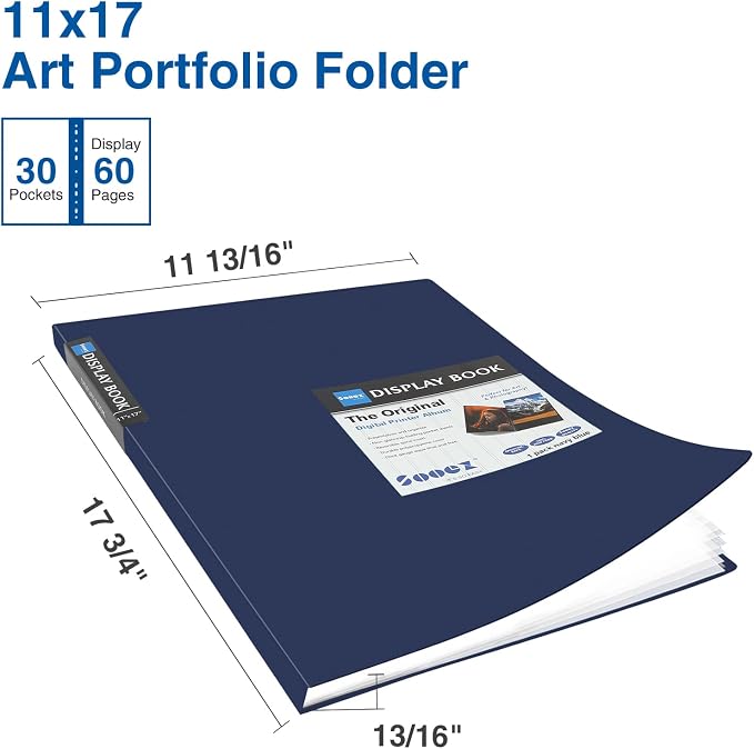 Sooez Art Portfolios 11x17", Portfolio Folder with 30 Pockets & Black Inner | Large binder sleeves, Display 60 Pages, 11x17 Presentation Book for Artwork Storage, Binder with Plastic Sleeves for Artist - Image 3