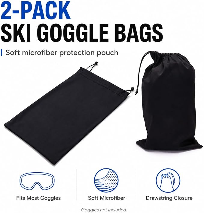 Seapon Ski Goggle Bag, Protection Bags for Snow Goggles Ski Mask, Pouch for Goggle, Soft Micro-Fiber Storage Case, 2Pcs - Image 2
