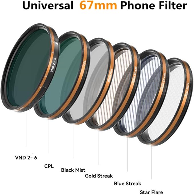 Fotorgear Camera Lens Filter,67mm Universal Phone Polarizer Filter Professional Photography for Camera Lens 67mm Clip On Filters CPL ND Black Mist Gold Streak for iPhone Xiaomi Huawei(CPL) - Image 3