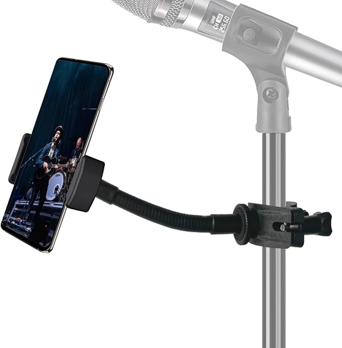 JCWINY Mic Stand Phone Holder, Flexible Phone Holder for Microphone Stand, Adjustable iPhone Mic Stand Holders, Music Stands Phone Holders for iPhone 14 13 12 MAX Pro Samsung Galaxy All Smartphones by JCWINY
