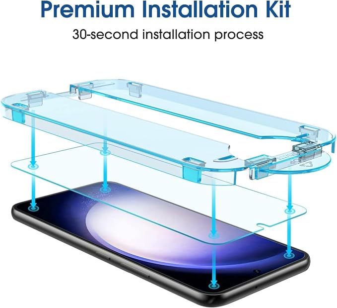 amFilm OneTouch for Samsung Galaxy S23 Screen Protector Tempered Glass | Auto-Alignment, 30s Install, Bubble Free, Scratch & Drop Protection, HD Clear, Camera Lens Protector, 2+2 Pack (S23-6.1'') - Image 3