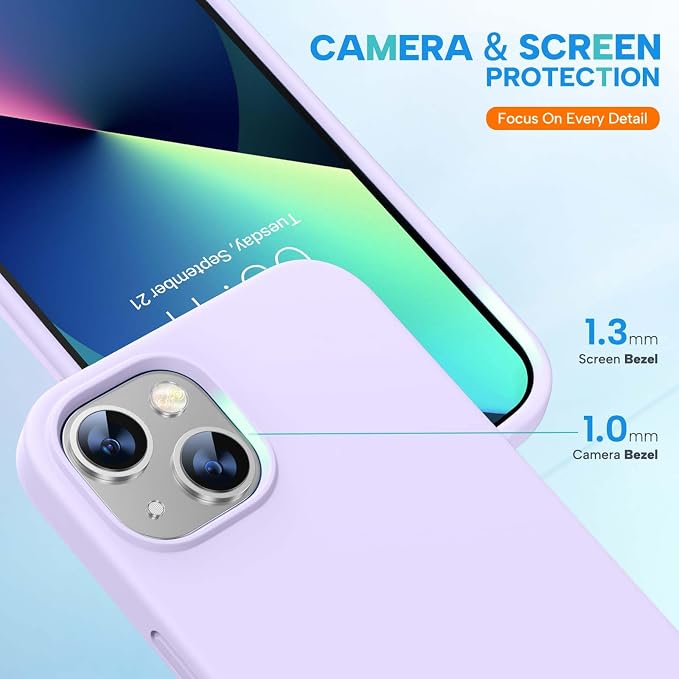 miracase Designed for iPhone 13 Case, [Soft Anti-Scratch Microfiber Lining], Shockproof Liquid Silicone Rubber Phone Case Cover for 13 6.1 inch, Light Purple | Soft Anti-Scratch Microfiber Lining, Premium Silicone Cover Shockproof Drop Protection Phone... - Image 4