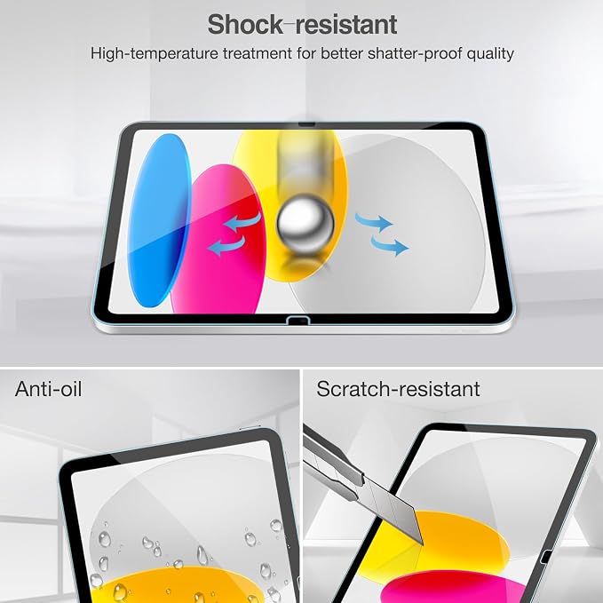 ProCase 2 Pcs Screen Protector for iPad A16 10th with Camera Lens Protector | Tempered Glass for 11" iPad 2025 11th & 10.9 10th Generation -Silver - Image 6