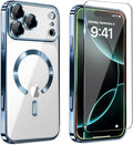 Magnetic Glossy Case for iPhone 17 Pro Max,iPhone 17 ProMax Phone Case Slim Clear Luxury with Screen Protector & Camera Protector [Compatible with MagSafe], Shockproof Cover for iPhone 17 Max-Blue by Unknown