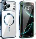 Magnetic Glossy Case for iPhone 17 Pro,iPhone 17Pro Phone Case Slim Clear Luxury with Screen Protector & Camera Protector [Compatible with MagSafe], Shockproof Cover for iPhone Pro 17-Blue by Unknown