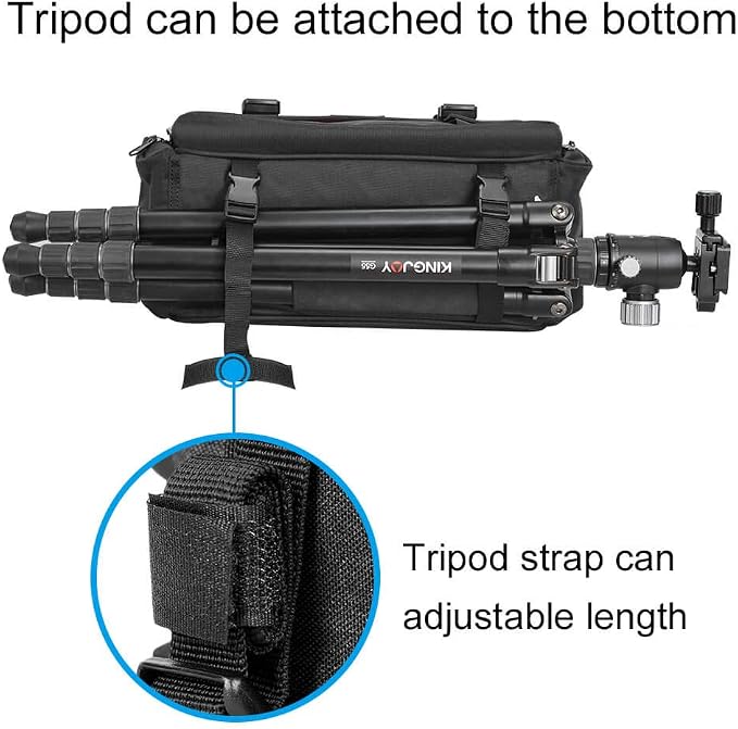 CADeN Camera Bag Case Shoulder Messenger Bag with Tripod Holder Compatible for Nikon, Canon, Sony, DSLR SLR Mirrorless Cameras Waterproof (Black, Small) - Image 6