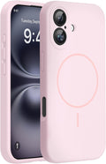 miracase Magnetic for iPhone 16 Plus Case, [Soft Anti-Scratch Microfiber Lining], Compatible with MagSafe, Liquid Silicone Shockproof Drop Protection Phone Case for 16 Plus,Sand Pink by Miracase