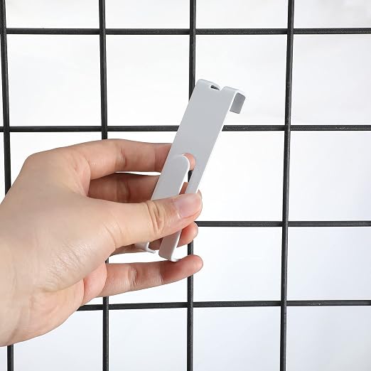 Oudain Metal Grid Wall Hangers Grid Wall Display Notch Hooks Accessories for Photo Frame Painting Arts Center(White,25 Pcs) - Image 4