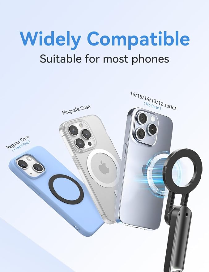 Takerers for Magsafe Tripod for iPhone【Pocket Size】 4-in-1 Portable Magnetic Selfie Stick for iPhone Stand for Video Recording Travel Magnetic Phone Tripod with Remote 【Upgraded 4 Legs】 - Image 8