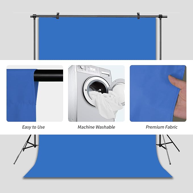 Blue Photo Backdrop for Photoshoot Solid Color Background 10x20 ft | Photography Studio Photobooth Curtain for Headshot, Homestudio, Portrait, Video, Meeting, Easy to Install, Washable Fabric - Image 5