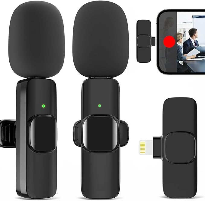 JUDKIOM 2 Pack Wireless Lavalier Microphone, Professional Lapel Mics, Wireless Mic Plug-Play, Lapel Microphone for Video Recording Interview Vlog YouTube TikTok(for iPhone 14 and Below) by JUDKIOM