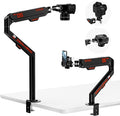 JINRAIKO Overhead Camera Mount with 360° Adjustable Arm & Phone Holder for TikTok Live Streaming Photography Studio Content Creation, Desk Mount for for DSLR Camera/Webcam/Microphone, Black by JINRAIKO