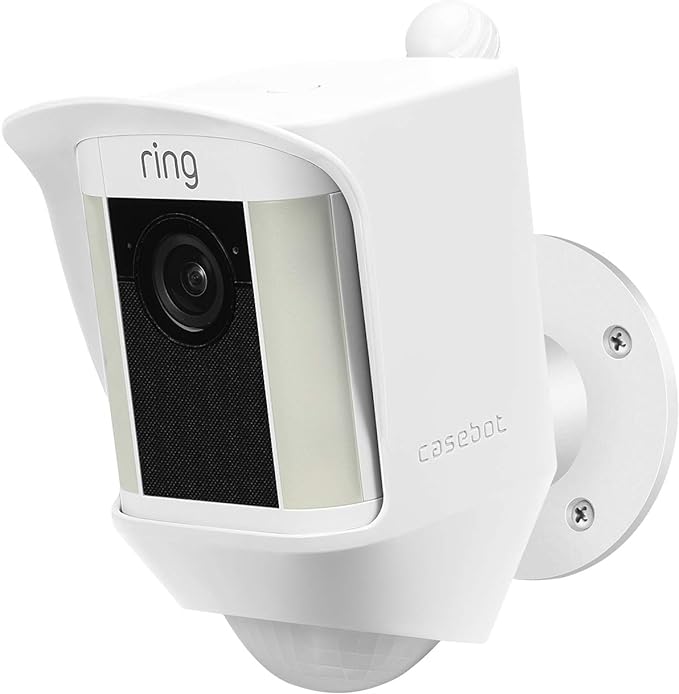 Fintie Silicone Case for Ring Spotlight Battery Cam, White | Weather Resistant Soft Protective Cover, Dustproof Camera Skin, Hat Brim Design, Easy Slip-On Installation by Fintie