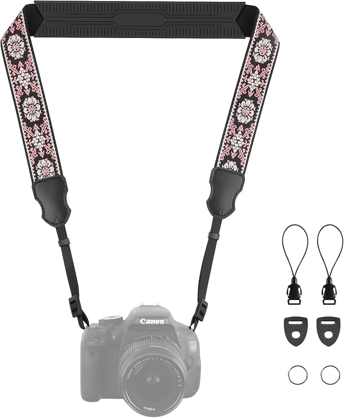 FIEIL Neck Strap Silicone Camera Straps - Padded Camera Strap, 1.5" Wide Adjustable Nylon Shoulder Strap - Compatible with Canon, Nikon, Sony, and More DSLR and Mirrorless Cameras (Off White) by FIEIL