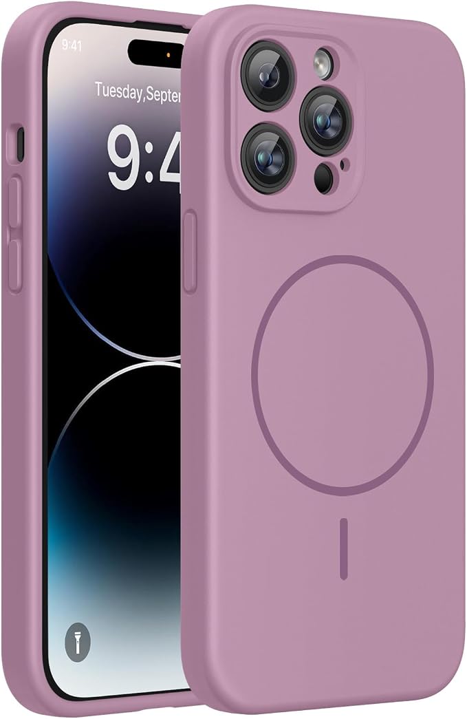 miracase Magnetic for iPhone 14 Pro Max Case, [Soft Anti-Scratch Microfiber Lining], Compatible with MagSafe, Silicone Shockproof Protection Phone Case for iPhone 14 Pro Max,Blackcurrant by Miracase
