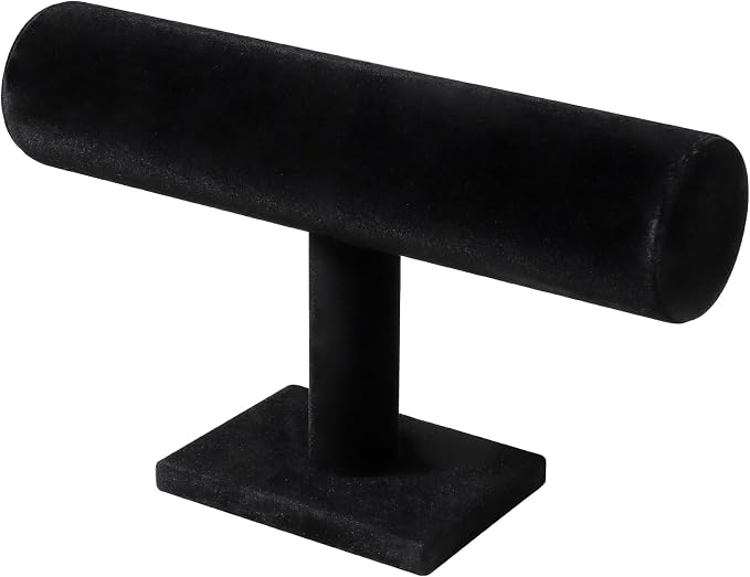 TENINYU Hovering T-Bar Bracelet Necklace Earring Bangle Pendants Anklet Tower Watch Key Jewelry Display Stand for Home Organization (Black Velvet 2Pack) - Image 3