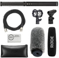 Rode NTG2 Condenser Shotgun Microphone Bundled with Universal Shockmount + Fur Windshield + XLR Microphone Cable + Cleaning Cloth (5 Items) by R%C3%98DE