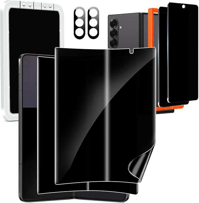 Milomdoi Privacy Screen Protector for Samsung Galaxy Z Fold 7 | 2+2+2 Pack, 9H+ Tempered Glass, Camera Lens Protector, Military Grade Shatterproof, Easy Installation, No Bubbles by Milomdoi