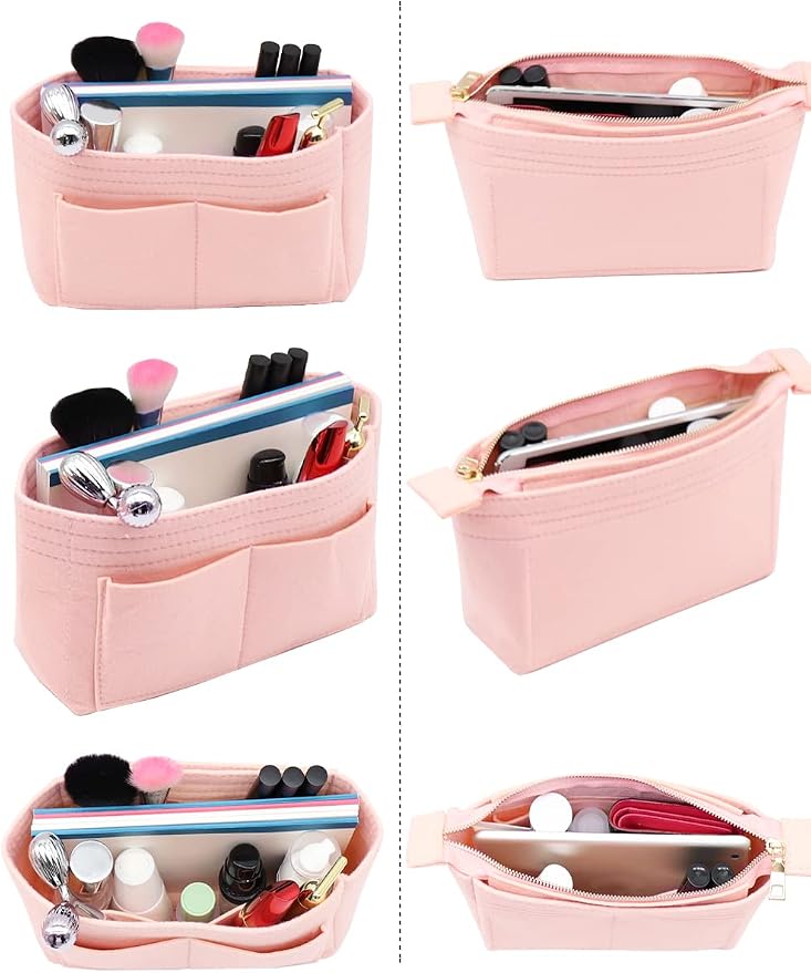 LEXSION Organizer,Bag Organizer,Insert purse organizer with 2 packs in one set fit NeoNoe Noé Series perfectly Pink - Image 4