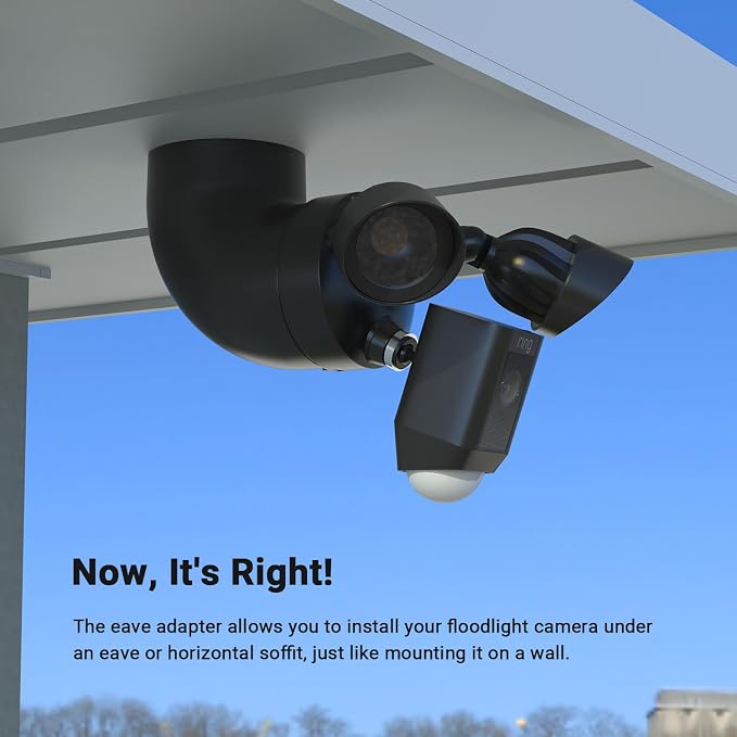 Eave Mount for Ring, Blink and Wyze Floodlight Camera, Black | 90° eave adapter, mounts floodlight cam upright like on wall, durable plastic, hardware included - Image 4