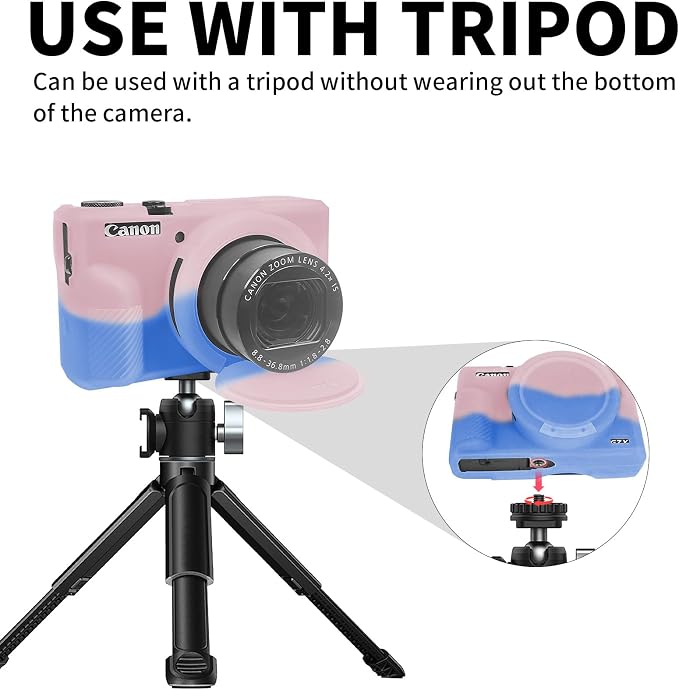 Easy Hood Camera Case Cover for Canon Powershot G7X Mark III (Pink Blue) | With Removable Lens Cover,Soft Silicone Protective Case,Anti-Scratch,Slim Fit,Enhanced Grip,Lightweight Camera Accessories - Image 6