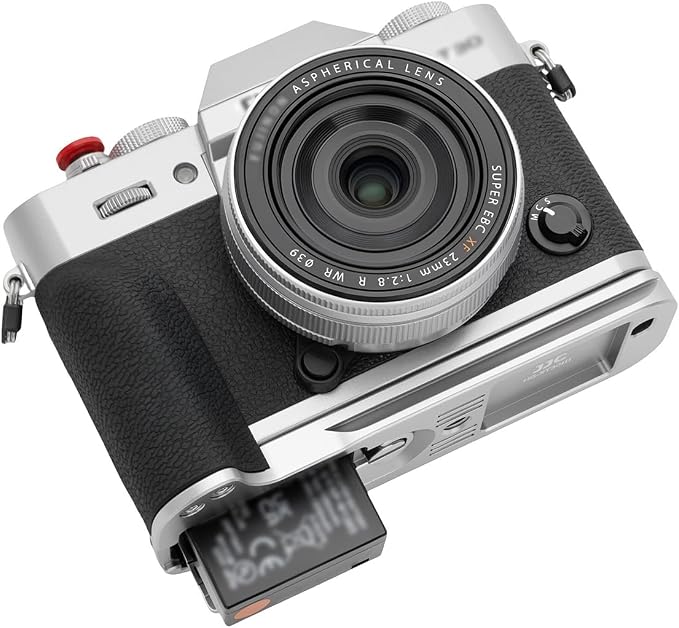 JJC Hand Grip & Shutter Button Shoe Cover for Fuji X-T30 III II XT30 X-T20 | Anti-Slip Pads, 1/4''-20 Tripod Hole & Arca Swiss Quick Release Plate, Built-in SD Card Holder, No Effect on Camera Use - Image 4