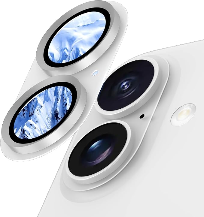 for iPhone 16/16 Plus/iPhone 17 Camera Lens Protector- White | Aluminum Alloy, Tempered Glass Camera Cover, Nano Reinforced Adhesive, Accessories, Anti-Drop, Anti-Scratch, Case Friendly by WumigooProducts