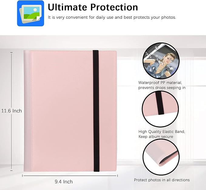 432 Pockets 2x3 Inch Photo Album for Polaroid & Instax Mini Pictures, Pink | Large Capacity, Acid-Free Black Pages, Durable Hard Cover, Elastic Band Closure for Secure Storage Everyday Instant Photos - Image 4