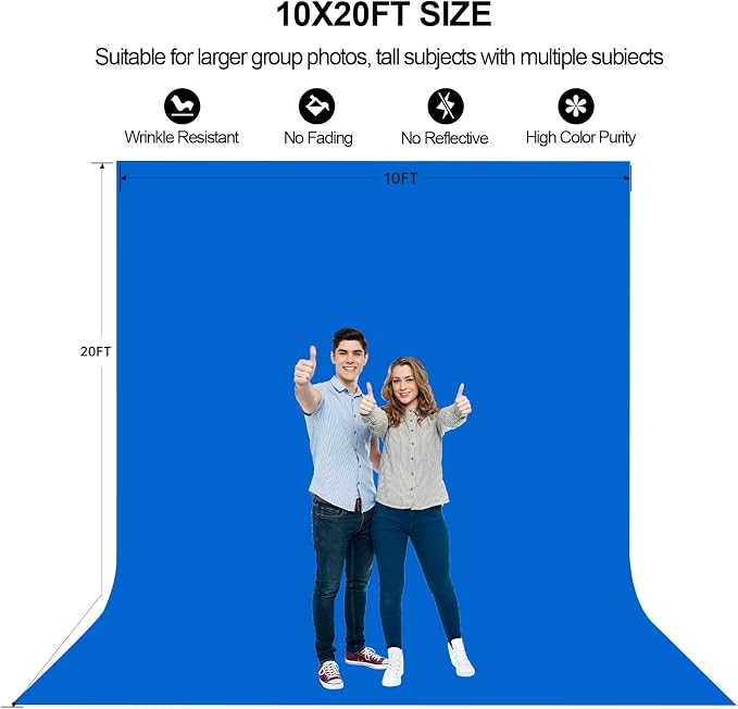 10x20Ft Blue Chromakey Backdrop for Photography, Blue Screen for Product Portrait Photo Shooting, Background Cloth for Video Recording, Party, Meeting, Zoom, Live - Image 4