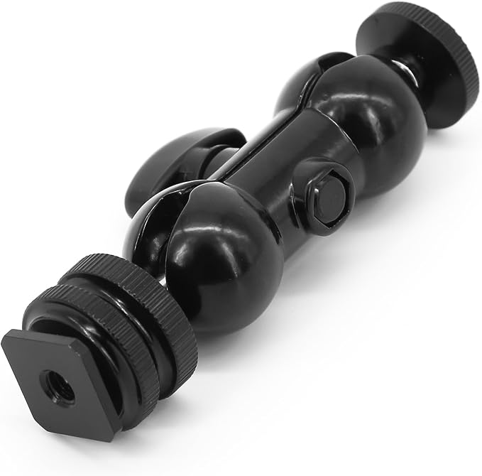 Ball Head Shoe Mount 1/4" Hot Shoe Mount Double Ballhead 1/4" Tripod Screw Multi-Function for LCD Monitors,Led Light,Microphone - Image 5