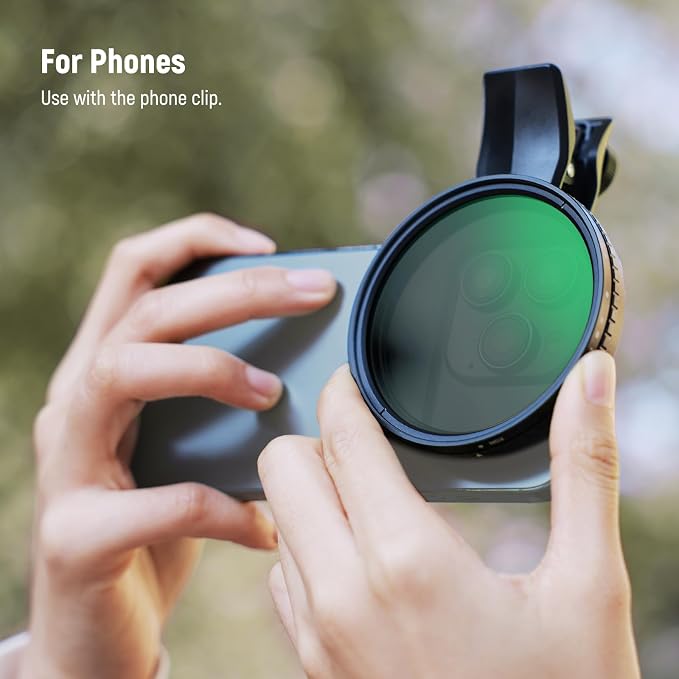 NEEWER 67mm Variable ND Filter Compatible with iPhone, Clip On ND2-32 Neutral Density Phone Lens Photography Accessories Kit Compatible with iPhone 17 16 15 Pro Max Plus 16e 14 13 mini, FL-B25 - Image 6