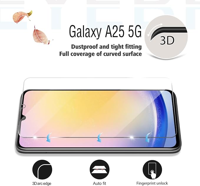 Galaxy A25 HD Clear Tempered Glass Screen Protector + Camera Lens Protectors, [2+2 Pack] [3D Glass] [Anti-Glare] [Bubble-Free] Screen Protector Glass For Samsung Galaxy A25 - Image 3