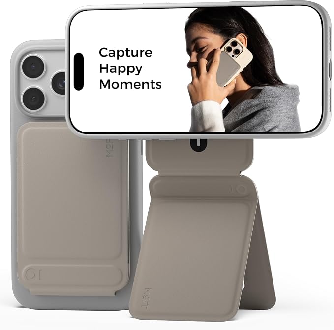 MOFT Phone Tripod Stand, Portable Selfie Stick for iPhone, Mulit-Angle | Pocket Size | Strong Magnets l MOVAS Leather | Magsafe Compatible | Easy to Charge | Stylish |For Content Creators by MOFT