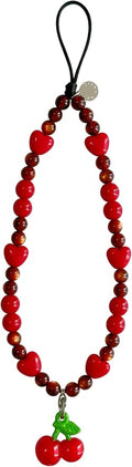 Drawwind Phone Charm Beaded Wristlet Strap Universal Cell Phone Lanyard Cute Bracelet Wrist Strap Beaded Chain String Handmade Accessories for Case Camera Bags (Sweet Cherries) by Drawwind