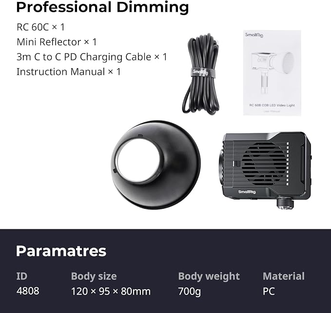 SmallRig RC 60C RGB LED Video Light, Portable Continuous Output Lighting | APP Control, 2500K-10000K, 3400mAh Battery, 45min Runtime, for Photography/Video/Studio, Lite Edition - Image 9