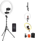 NEEWER Professional 18 Inch Ring Light with Tripod Stand Phone Holder Compatible with iPhone, 45W Remote Shutter App Control, Video Recording Makeup Selfie Studio Streaming Filming, RP18B Pro Black | Compatible with iPhone, 45W, Remote Shutter, App Con... by Neewer