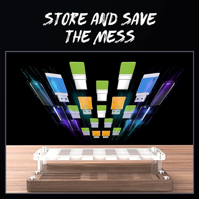 40 Slots Wooden Memory Card Case for TF/CF/Nintendo Switch, USB Flash Drive/SD Card Holder Desk With Removal Pin - Protection Box-03MY - Image 6
