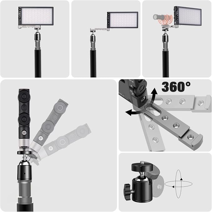 Pixel G1s RGB Video Light with APP Control, 12W 210 Minutes Rechargeable Battery LED Camera Light, 10 Common Lighting Effects, CRI≥97 2500-8500K LED Video Light with Aluminum Alloy Body - Image 6