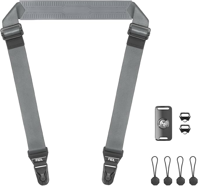 FIEIL Camera Shoulder Strap with Quick Release Plate, 1.5''Wide Universal Camera Neck Strap, Smooth and sturdy, Equipped with Comfortable Silicone Shoulder Pad for Photographers(Silver Gray) by FIEIL