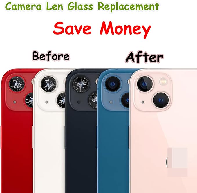 2pcs/Set Rear Back Camera Glass Lens Replacement for iPhone 13 for iPhone 13 Mini Camera Glass Lens Max Sapphire with Adhesive Preinstalled + Replacement Repair Tool kit Set - Image 3