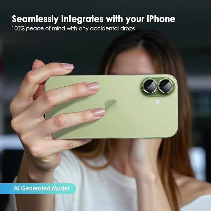 Camera Lens Protector for iPhone 17, Green | AR+AF, 9H Tempered Glass, Individual Metal Ring, Anti Glare, Fall Protection, Camera Screen Cover - Image 7