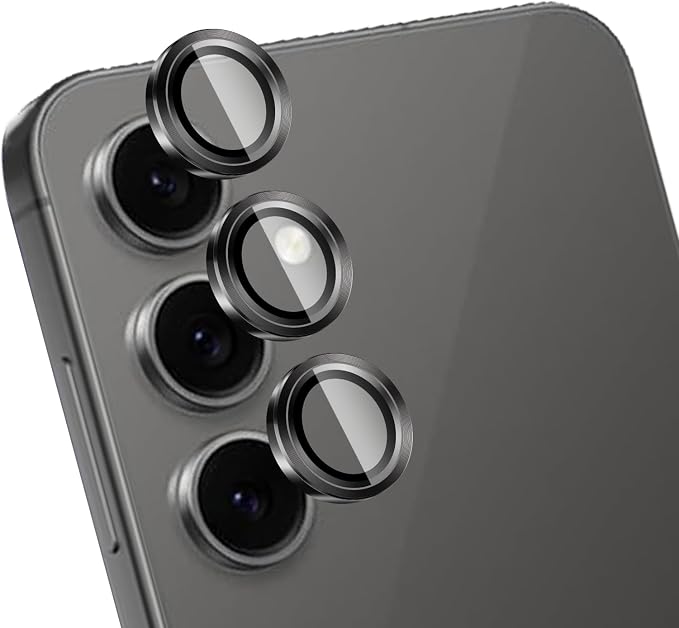 Camera Lens Protector for Samsung Galaxy S24 FE,1 Pack | Tempered Metal Glass Camera Cover Film,HD Clear,Anti-Scratch Lens Screen Protector Film,Case Friendly,Black Titanium by Unknown