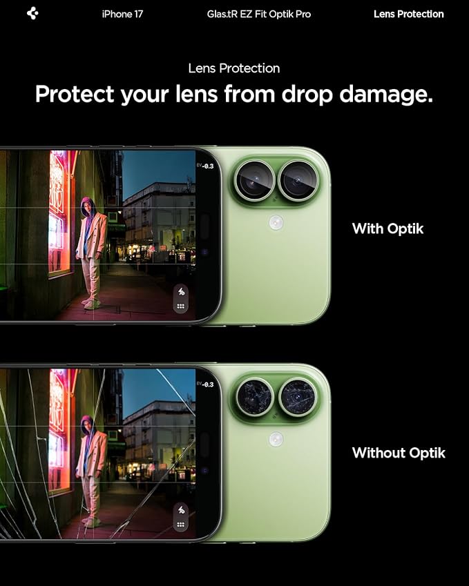 Spigen Camera Lens Protector for iPhone 17 (16 Plus/16) - Sage | GlasTR EZ Fit Optik Pro, 9H+ Tempered glass, Scratch resistant, Auto-align tray, Case-friendly, Original Photo Quality, 2Pack - Image 5
