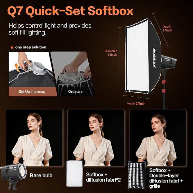 Godox LE200Bi Godox Light Kit-2 Pack 220W Bi-Color LED Video Light | 2800K-6500K,57700 LUX,CRI/TLCI≥98,11 FX, with Quick Release Softbox,Stand, APP Control,for Photography/Live Streaming - Image 4