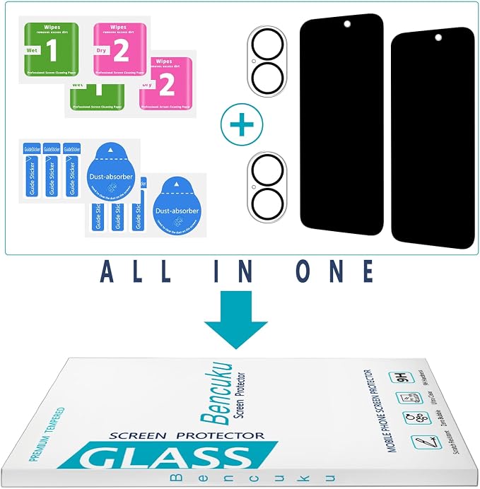 2+2 Pack Privacy Screen Protector for iPhone 17 Tempered Glass | Anti-Spy Privacy Protection, with Camera Lens Protector, Anti Scratch, Bubble Free - Image 7