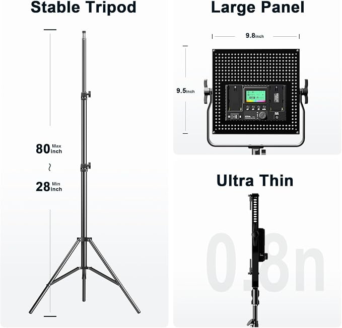 Pixel K80 Photography Lighting with APP Control, 2600K-10000K CRI 97+ RGB Led Video Light Panel, 9 Applicable Scenes Lighting for Studio/Gaming/Streaming/YouTube/Videography/Film/Video Recording - Image 6