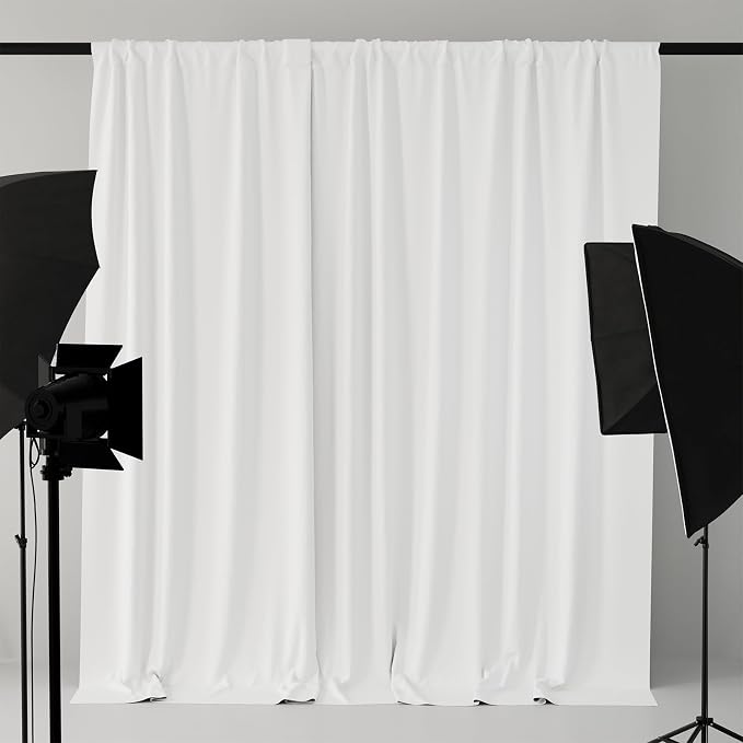 10x7FT White Backdrop Curtains for Parties, 5x7FT 2 Panels | Wrinkle Resistant Fabric Drapes for Photography Birthday Wedding Background Decorations Easy Hang Multipurpose Use - Image 7