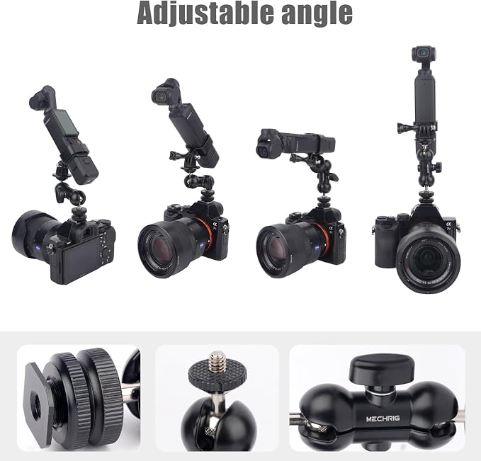 Cold Shoe Mount Expansion Adapter for DJI Osmo Pocket 3,Ajustable 360°Ball Head for DSLR Hot Shoe Mount,Vlogging and Dual Camera Setup - Image 7
