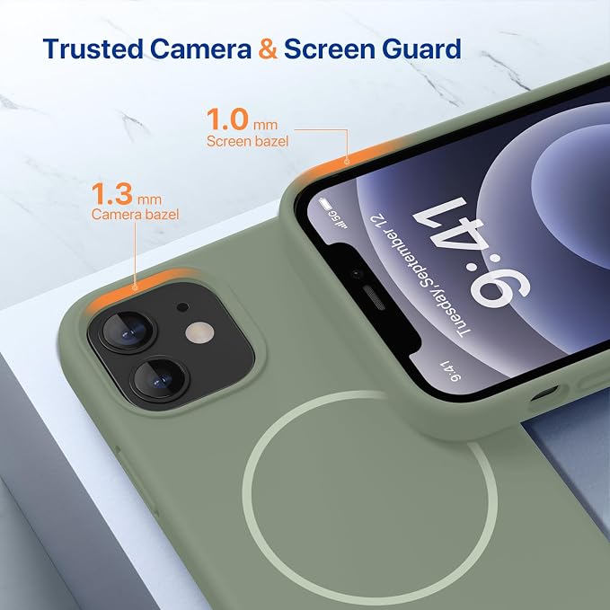 Miracase Magnetic for iPhone 12 Case/iPhone 12 Pro Case, Patina Green | Compatible with MagSafe, Anti-Scratch Microfiber Lining, Premium Silicone Shockproof Drop Protection Phone Case for 12/12 Pro - Image 6